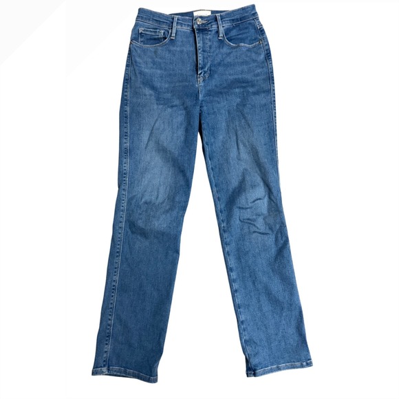 Frame Denim - FRAME Le Sylvie Slender Straight High Rise Jeans Medium Blue Size 28